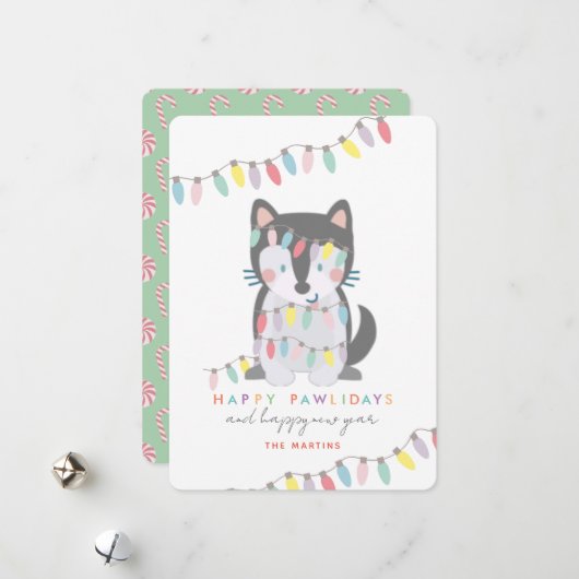 ハッピーパウリデイズシベリアハスキークリスマスライト シーズンカード (正面/裏面インサイチュ)