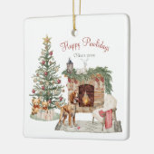 ハッピーパウリデイズドッグデザイン – ブリタニースパニエル犬 セラミックオーナメント (左)