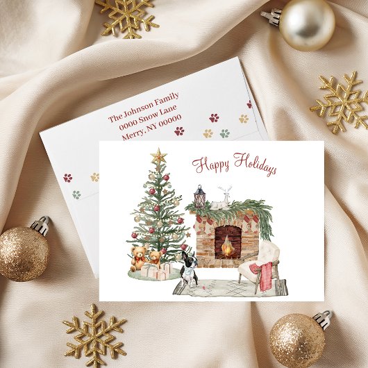 ハッピーパウリデイズドッグデザイン- ボストンテリア シーズンカード