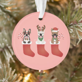 ハッピーパウリデイズブルフランスのドッグクリスマス オーナメント