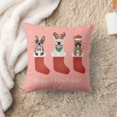 ハッピーパウリデイズブルフランスのドッグスクリスマスストッキング クッション (ブランケット)