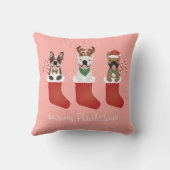 ハッピーパウリデイズブルフランスのドッグスクリスマスストッキング クッション (裏面)