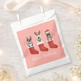 ハッピーパウリデイズブルフランスのドッグスクリスマスストッキング フェイバーバッグ