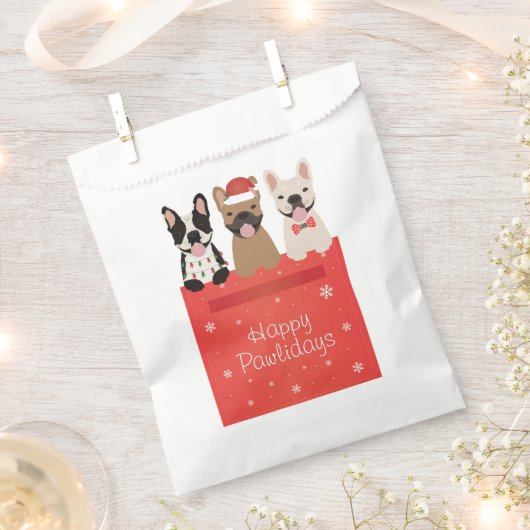 ハッピーパウリデイズブルフランスのドッグ フェイバーバッグ (クリップ留めされた状態)