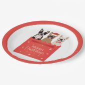 ハッピーパウリデイズブルフランスのドッグ ペーパープレート (アングル)