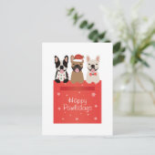 ハッピーパウリデイズブルフランスのドッグ ポストカード (スタンド正面)