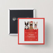 ハッピーパウリデイズブルフランスのドッグ 缶バッジ (正面&裏面)