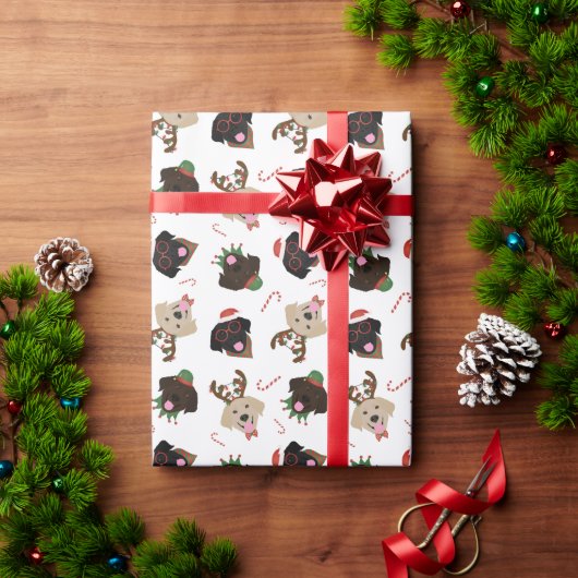 ハッピーパウリデイズラブラドールレトリエバードッグ ラッピングペーパー (クリスマスギフト)