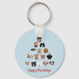 ハッピーパウリデイズ犬のクリスマスツリー キーホルダー