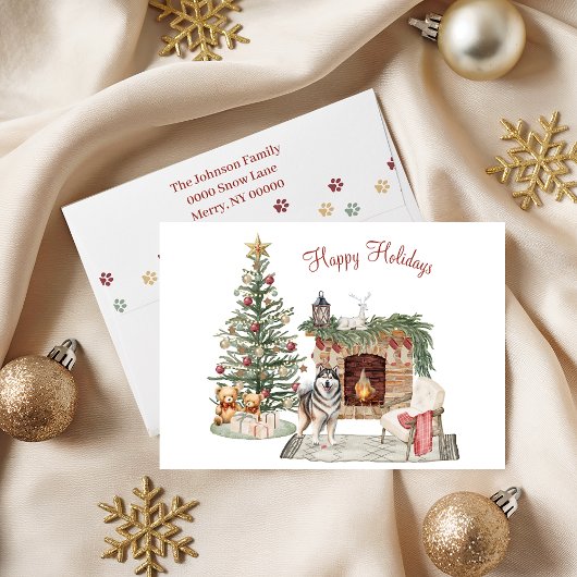 ハッピーパウリデイズ犬デザイン - アラスカンマラミュート シーズンカード