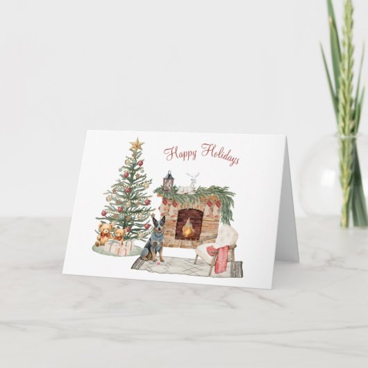 ハッピーパウリデイズ犬デザイン - オーストラリアンキャトルドッグ カード (正面)