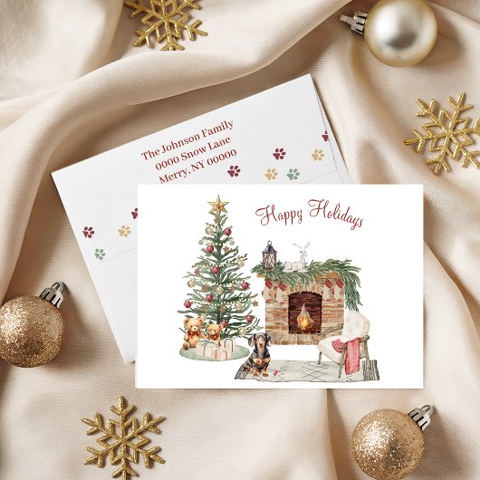 ハッピーパウリデイズ犬デザイン- ダックスフント シーズンカード