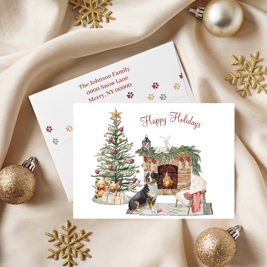 ハッピーパウリデイズ犬デザイン- バーニーズマウンテンドッグ シーズンカード