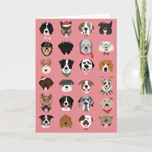 ハッピーパウリデイズ クリスマス 犬の顔のパターン カード (正面)