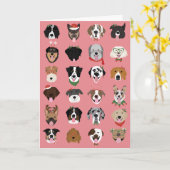 ハッピーパウリデイズ クリスマス 犬 顔 パターン カード (黄色い花)