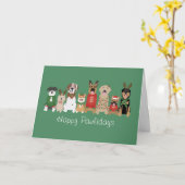 ハッピーパウリデイズ 犬 レッド グリーン カード (黄色い花)
