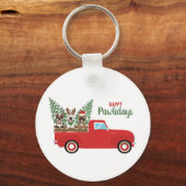 ハッピーパウリフランスのデイズブルドッグスレッドピックアップトラック キーホルダー (正面)