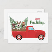 ハッピーパウリフランスのデイズブルドッグスレッドピックアップトラック シーズンポストカード (正面/裏面)