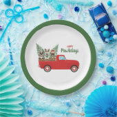 ハッピーパウリフランスのデイズブルドッグスレッドピックアップトラック ペーパープレート (パーティー)