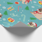 ハッピーパグのクリスマスパターン ラッピングペーパー (角)