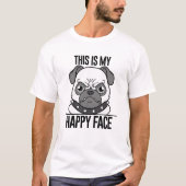 ハッピーパグシャツ,おもしろい犬恋人ティー Tシャツ (正面)