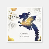 ハッピーパステルドラゴン誕生日 スタンダードカクテルナプキン (正面)