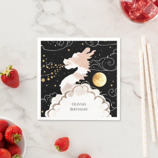 ハッピーパステルドラゴン誕生日 スタンダードカクテルナプキン (インサイチュ)