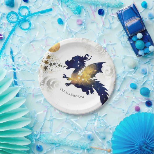 ハッピーパステルドラゴン誕生日 ペーパープレート (パーティー)