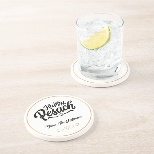 ハッピーパスーバー |シンプル黒伝統的と白 コースター (側面)