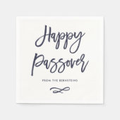 ハッピーパスーバー |青シンプルモダンと白 スタンダードカクテルナプキン (正面)