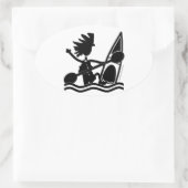 ハッピーパドルカヤックオーバルステッカー 楕円形シール (バッグ)