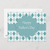 ハッピーパパの日はがき、緑と白のプライド ポストカード (正面/裏面)