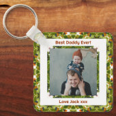 ハッピーパパの日ダディ最高のパパエバーグリーンフォト キーホルダー (正面)
