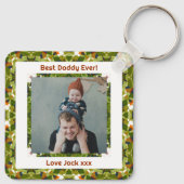ハッピーパパの日ダディ最高のパパエバーグリーンフォト キーホルダー (裏面)