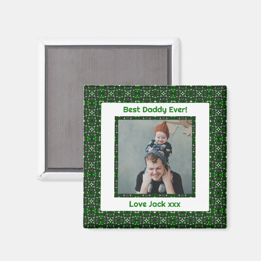 ハッピーパパの日ダディ最高のパパエバーグリーンフォト マグネット (正面/裏面)