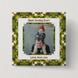 ハッピーパパの日ダディ最高のパパエバーグリーンフォト 缶バッジ