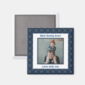 ハッピーパパの日ダディ最高のーパパエバーブルー写真 マグネット (正面/裏面)