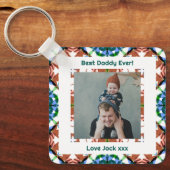 ハッピーパパの日ダディ最高のーパパーバーブラウン写真 キーホルダー (正面)