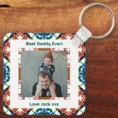 ハッピーパパの日ダディ最高のーパパーバーブラウン写真 キーホルダー (裏面)