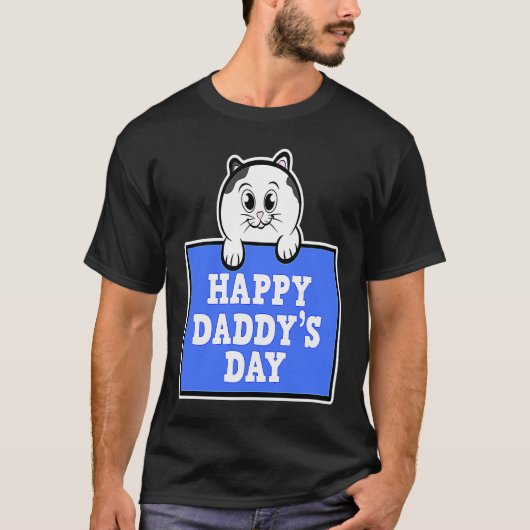 ハッピーパパの日 ネコ 父の日 Tシャツ (正面)