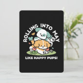 ハッピーパピー転がズ・トゥ・メイ – かわいいドッグアート サンキューカード (スタンド正面)