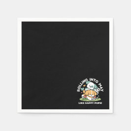 ハッピーパピー転がズ・トゥ・メイ – かわいいドッグアート スタンダードカクテルナプキン