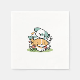 ハッピーパピー転がズ・トゥ・メイ – かわいいドッグアート スタンダードカクテルナプキン