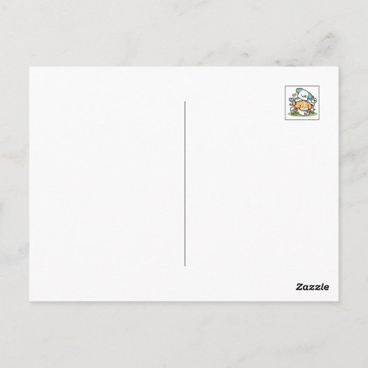 ハッピーパピー転がズ・トゥ・メイ – かわいいドッグアート ポストカード (裏面)