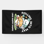 ハッピーパピー転がズ・トゥ・メイ – かわいいドッグアート 横断幕 (横)