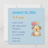 ハッピーパピー ボーイ パーティー 1歳の誕生日カード 招待状 (裏面)