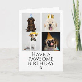 ハッピーパワソーム誕生日フォトコラージドッグカード 招待状