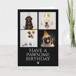 ハッピーパワソーム誕生日フォトコラージドッグカード 招待状