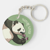 ハッピーパンダにおいがする花自然恋人の漫画 キーホルダー (裏面)