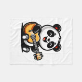 ハッピーパンダギタリスト – かわいいアコースティックミュージックデザイン フリースブランケット (正面(横))